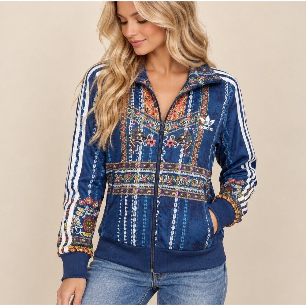 Adidas x FARM Rio Cirandeira Firebird Track Jacket Womens L Floral Trefoil